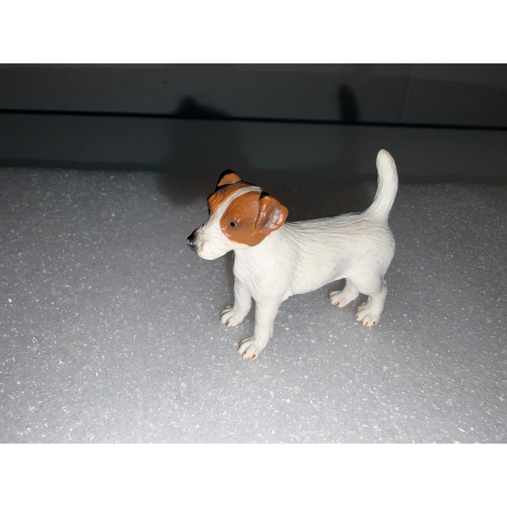Vintage Schleich Jack Russell Terrier Dog Figurine Toy Figure White Brown